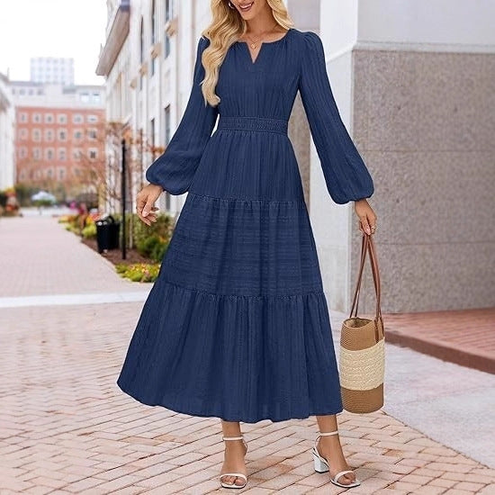 Front neckline detail showing v-neck cut and upper bodice structure