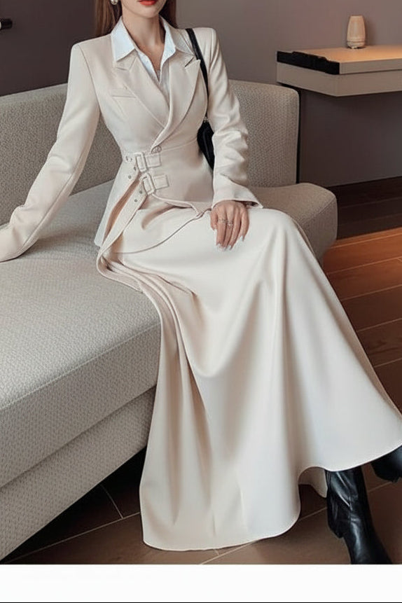 Belted Long Sleeve Blazer- Naella