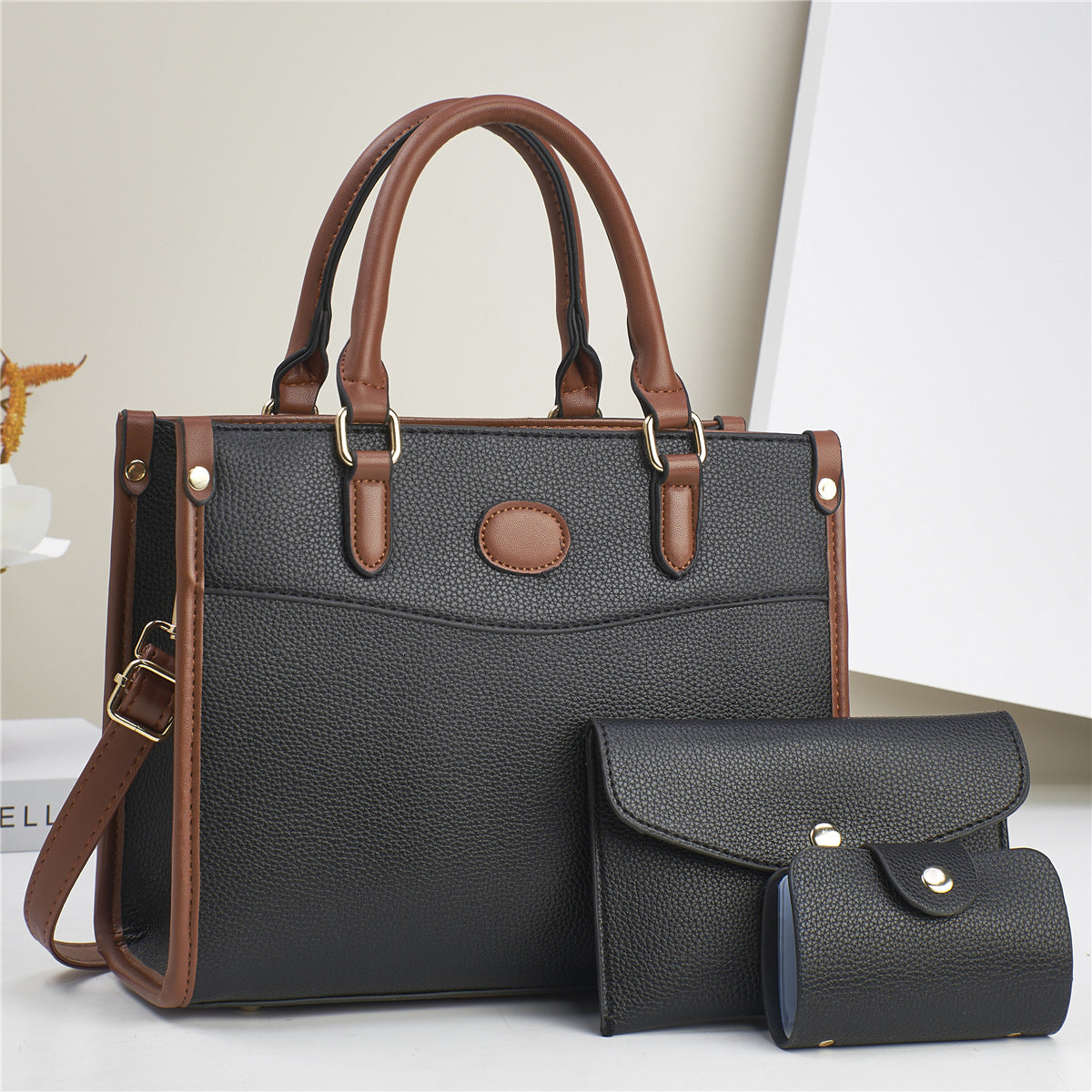 Back view of largest shoulder bag with interior pocket details visible