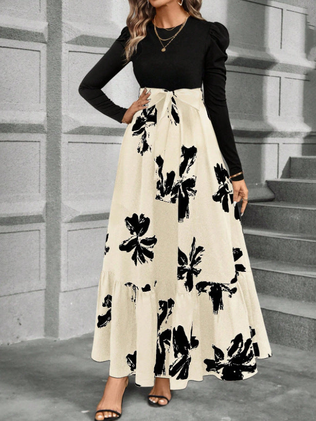 Overhead flat lay of folded dress showing overall print pattern clearly