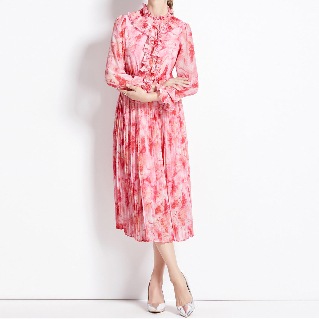 Back view showing elegant draping and modest neckline design