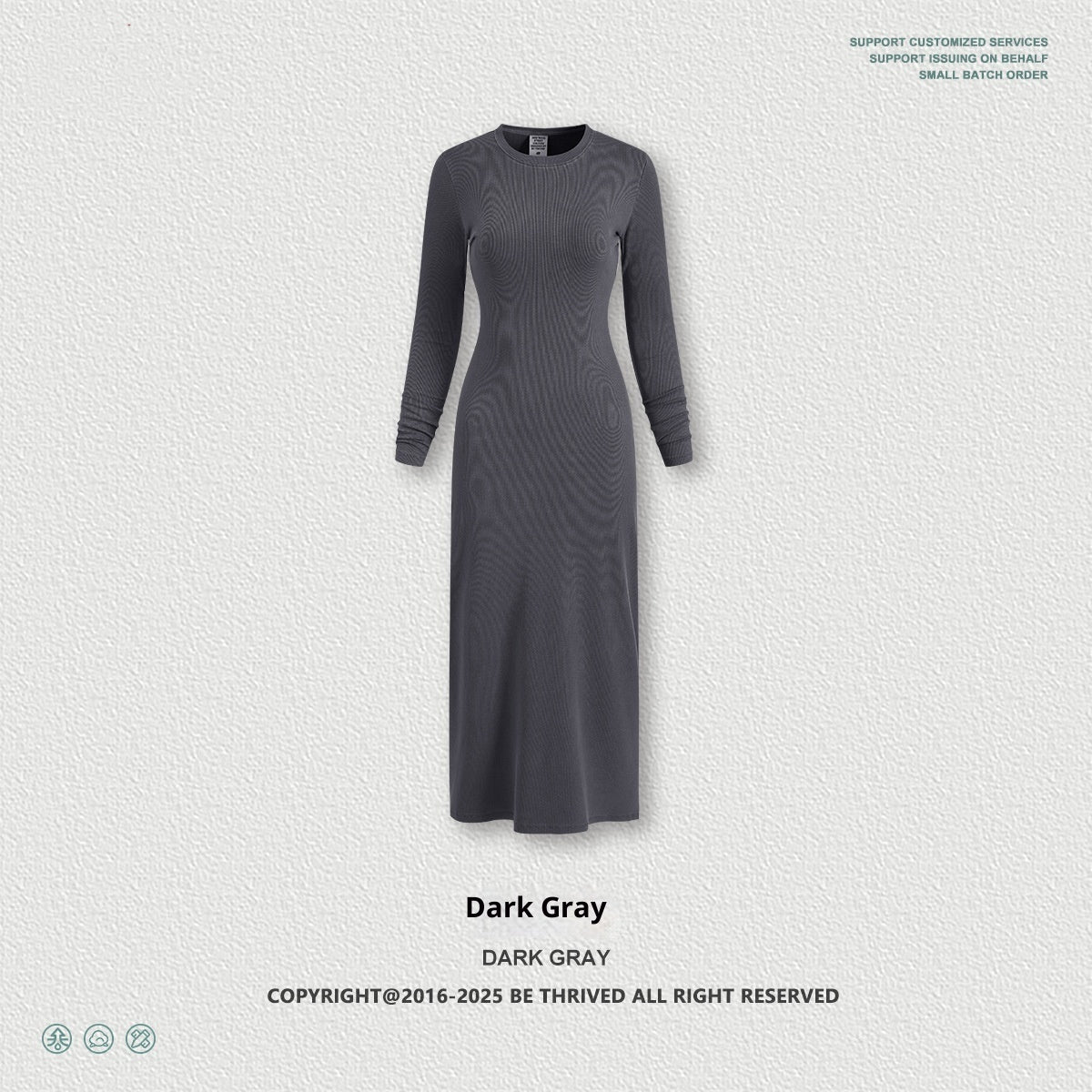 Side profile displaying the dress's sleek fitted cut