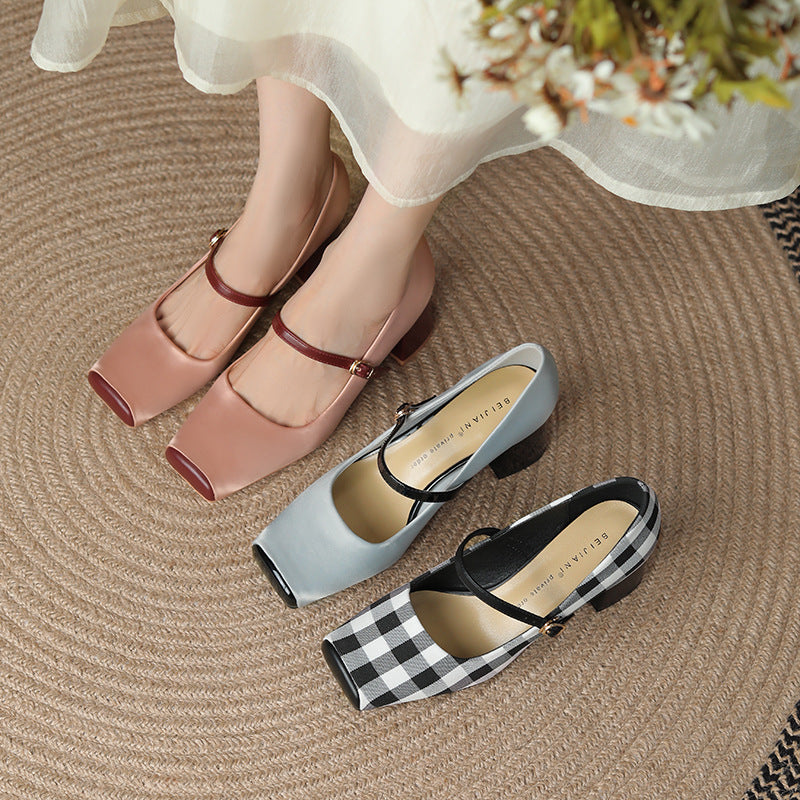 Black square toe high heel party shoes with sleek stiletto design