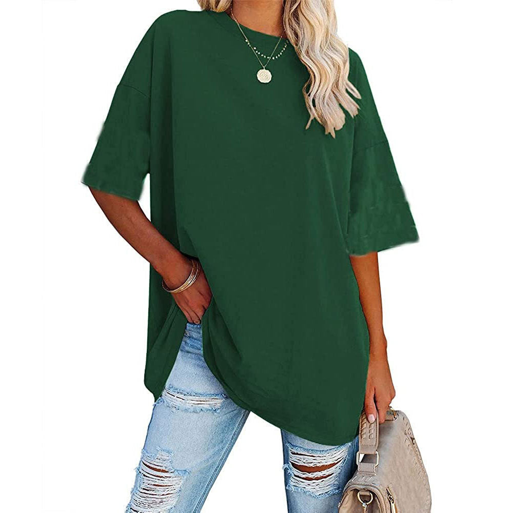 Side profile showing relaxed fit and sleeve length