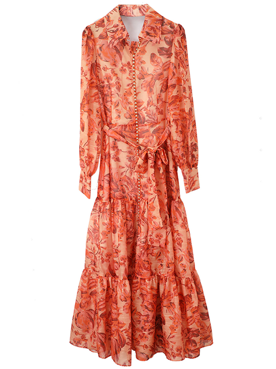 Back view showing graceful drape and full-length sleeve construction