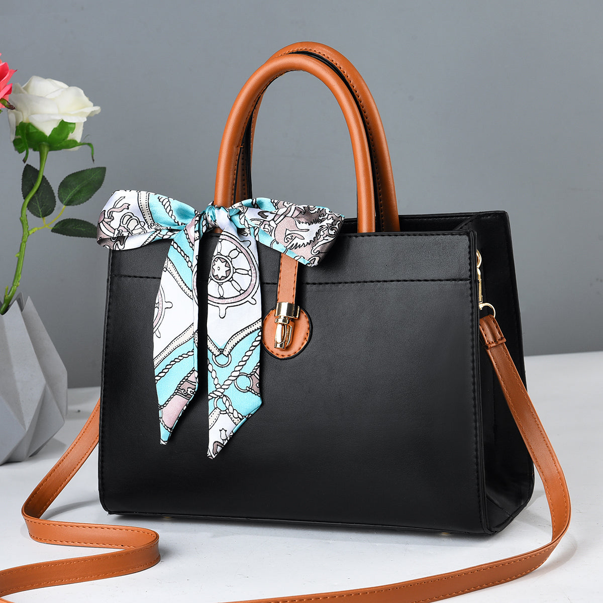 Front view of tote bag displaying main compartment and minimalist design details