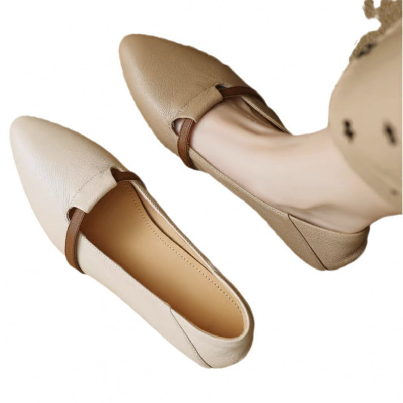 Back heel view displaying low heel height and construction