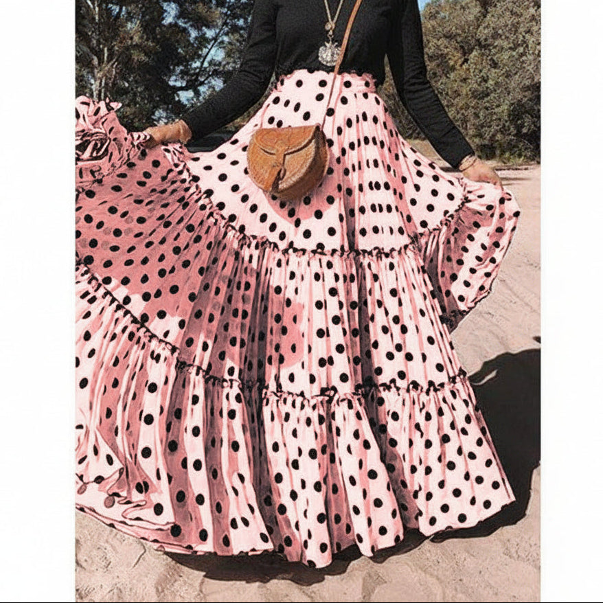 Back view of modest maxi skirt showing full length and hem
