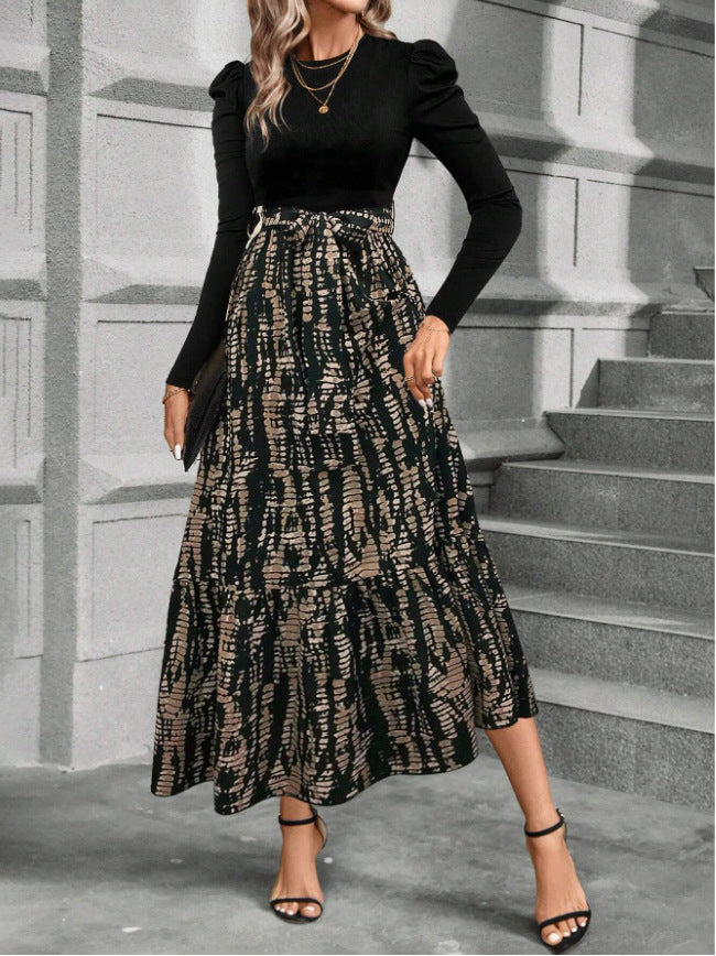Hem and lower portion of dress showing print continuation and fit
