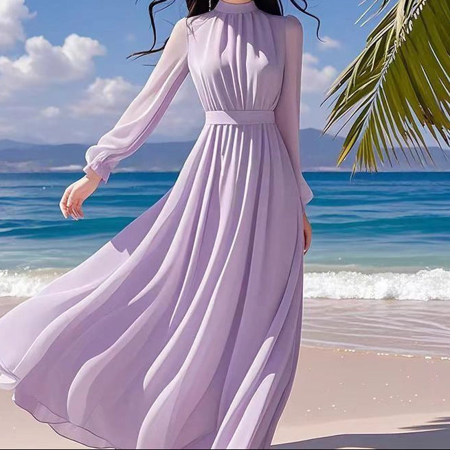 Back hem detail showing maxi length and graceful fabric movement