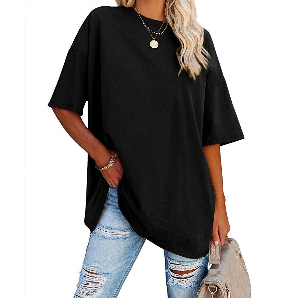 Back view displaying loose silhouette and dropped shoulder seams