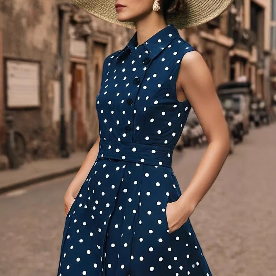 Back view of sleeveless dress showing full silhouette and hem
