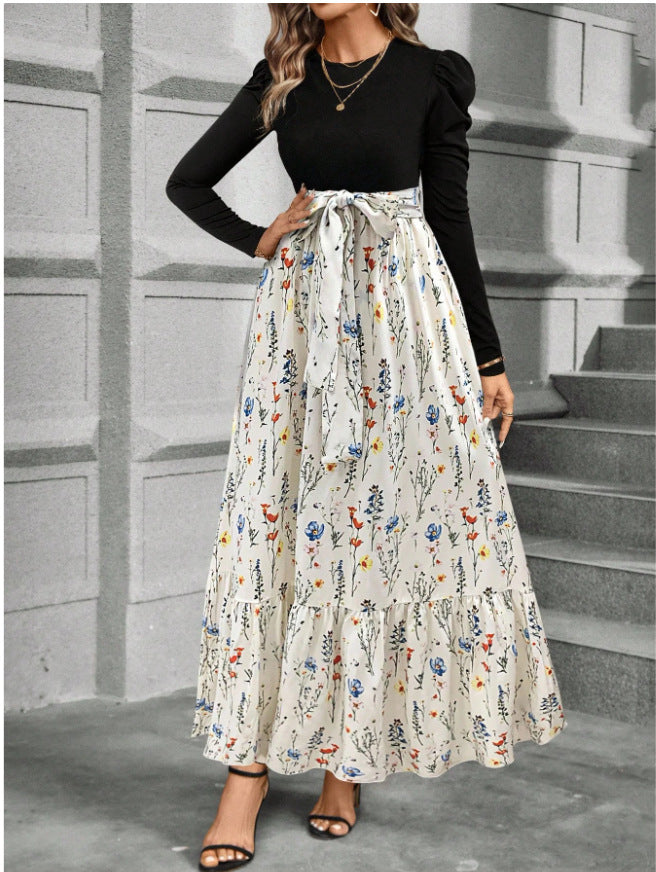 Full-length front view of dress worn casually with neutral accessories