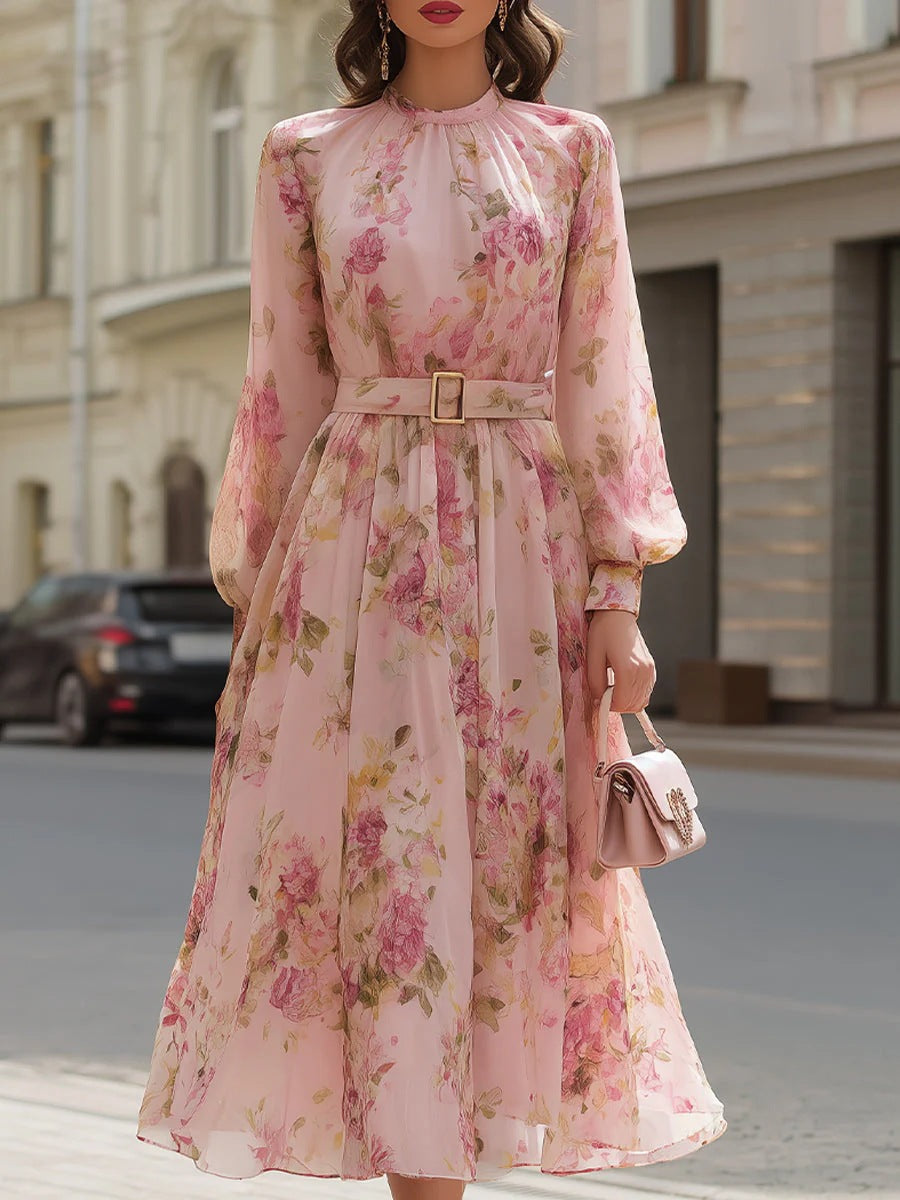 Full-length front view of black maxi dress on model