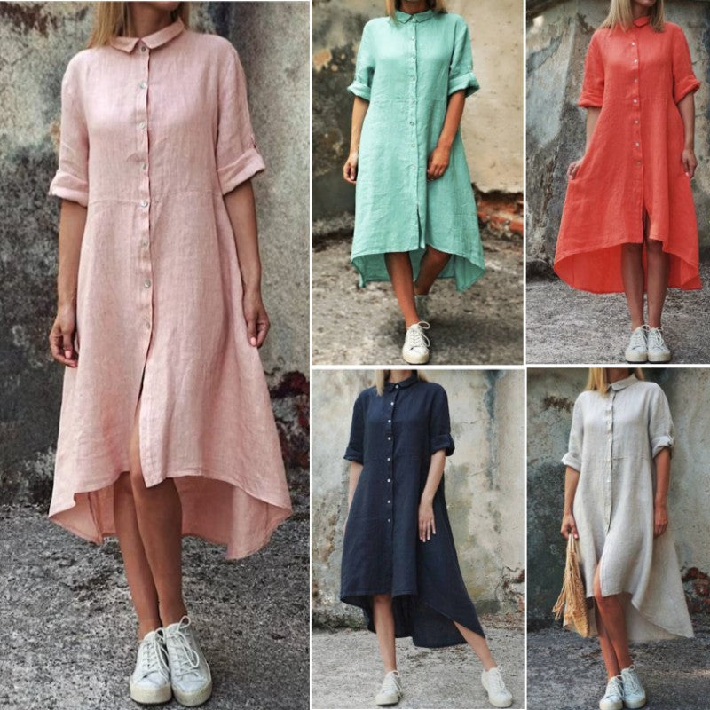 Back view showing relaxed silhouette and full-length hem