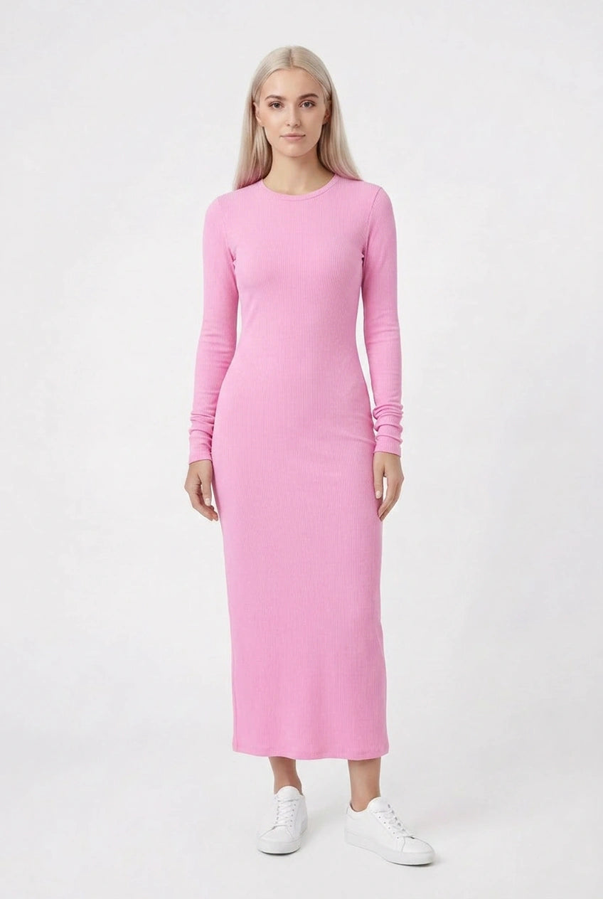Black long sleeve tight fitting dress with elegant modest silhouette