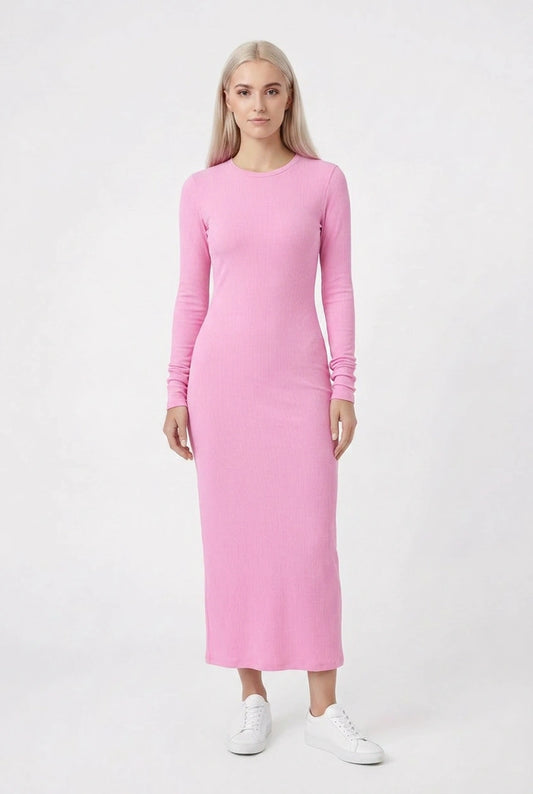 Black long sleeve tight fitting dress with elegant modest silhouette