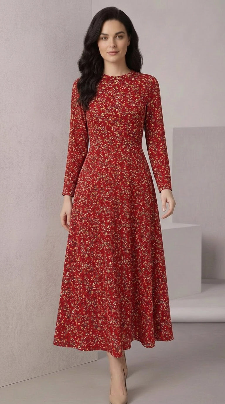 Black long-sleeve dress with elegant fitted silhouette, suitable for formal occasions